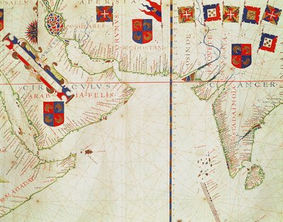 Map of Persia, Arabia and India, from an atlas, 1571 by Fernao Vaz Dourado